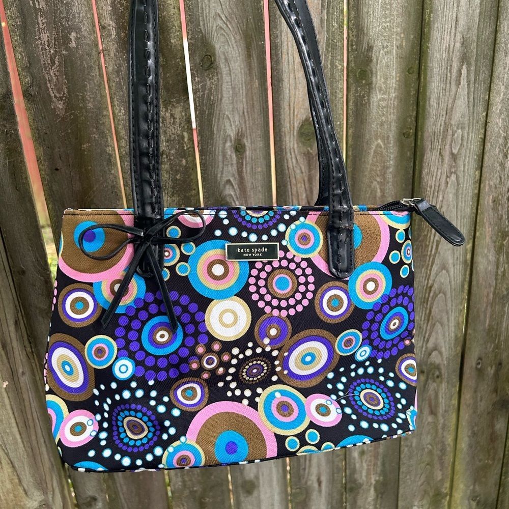 Vintage y2k 2000s Kate Spade multicolor purple pink blue brown shoulder bag purs - Picture 2 of 10